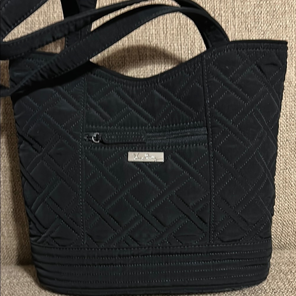 Vera Bradley Black Quilted Shoulder Bag with Diamond Stitching - Picture 3 of 7